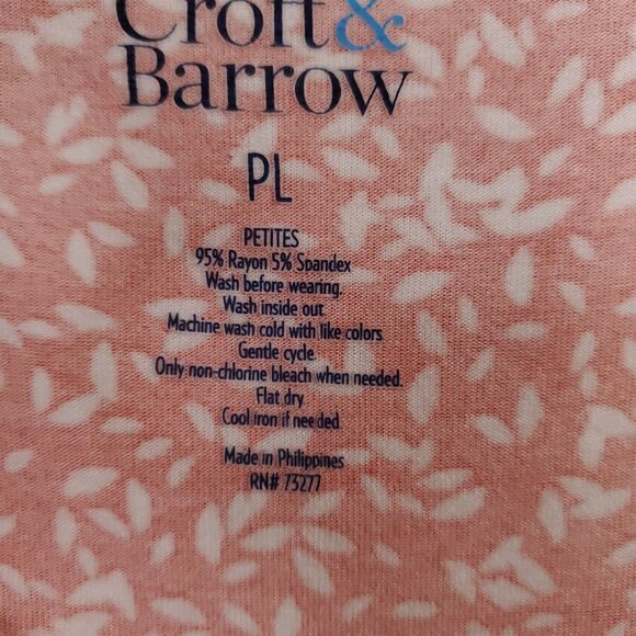 Croft & Barrow Women's Top Size Petite Lg Coral Orange Rayon Stretch Sleeveless - Picture 3 of 8